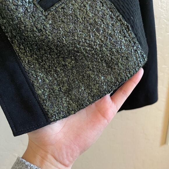 CAbi #3036 Media Tweed Green & Black Snap Button Jacket S - Picture 2 of 8